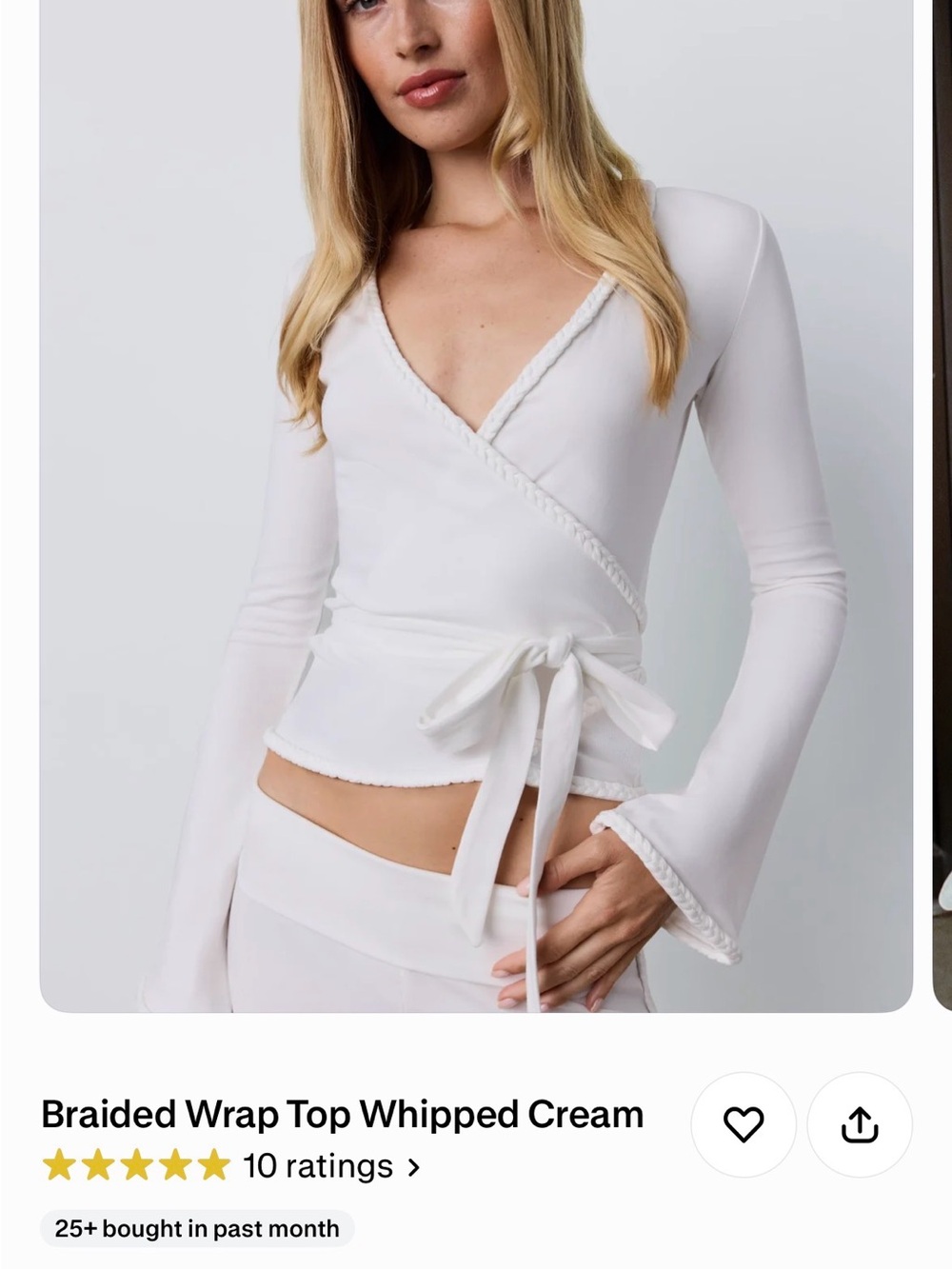 Braided Wrap Chemise Top in Whipped Cream